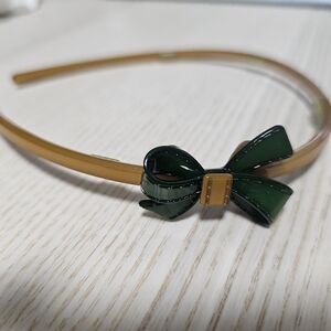 Green Bow Headband with Amber Band